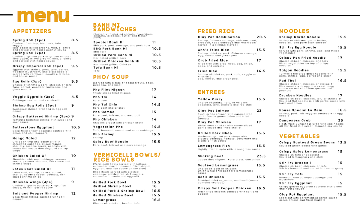 Anh's Kitchen Menu - Image 2